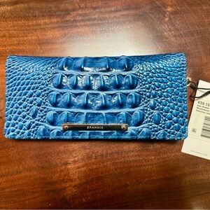 Brahmin Vibrant Blue Embossed Wallet